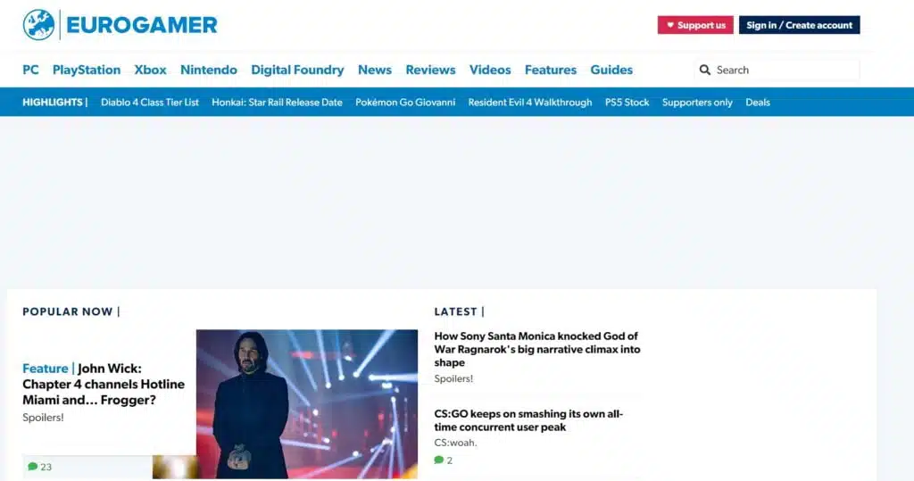 Eurogamer.net Homepage